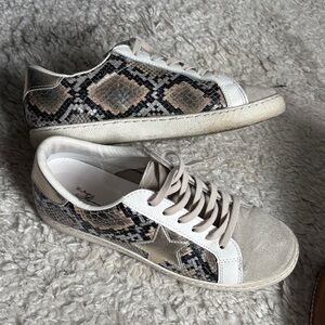 Vintage Havana Beige and Snake Print Sneakers